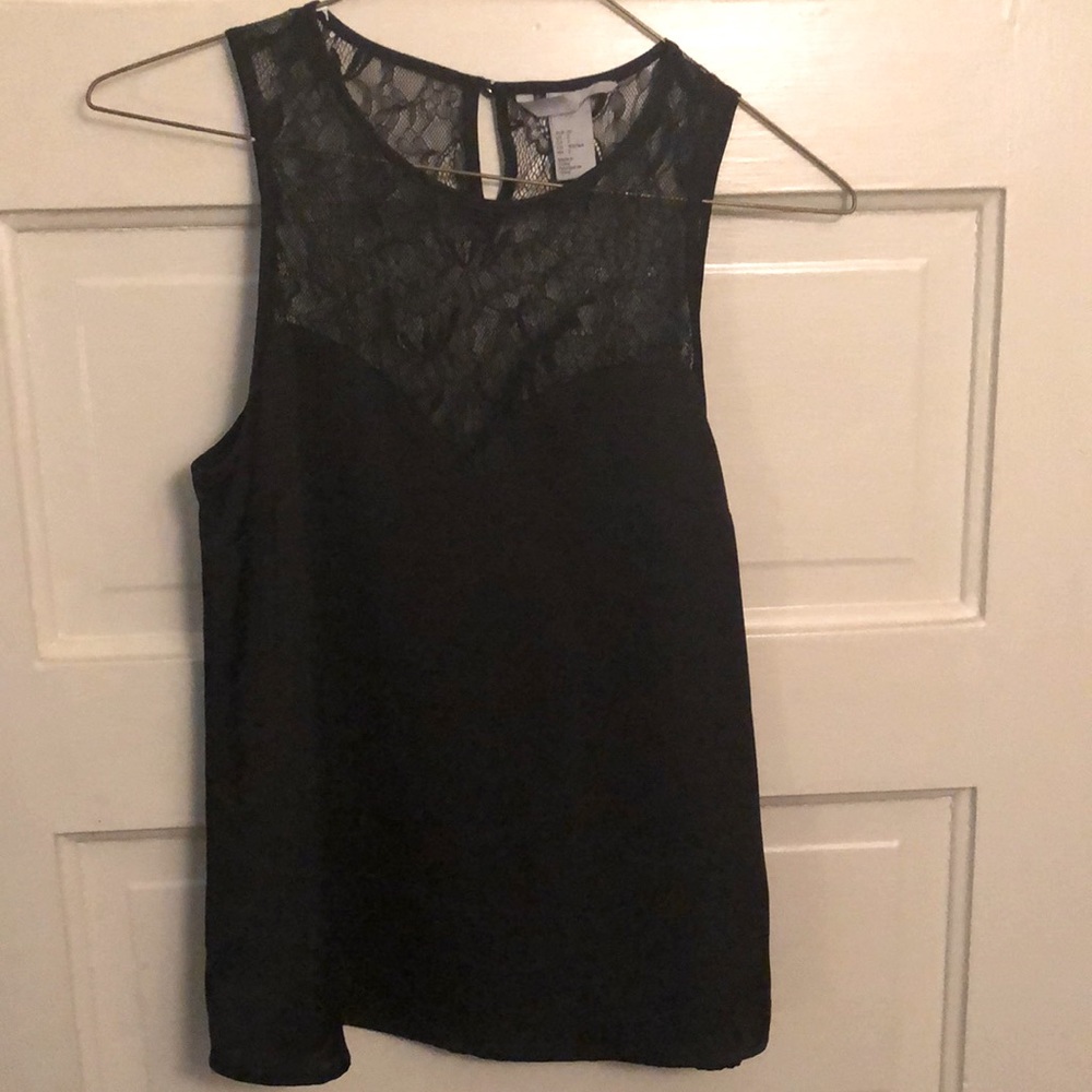 Lace insert sleeveless blouse